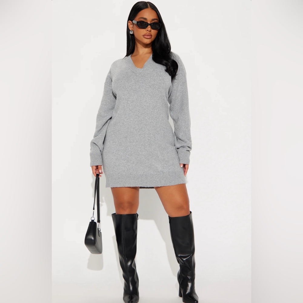 Fashion Nova Gray Sweater Dress